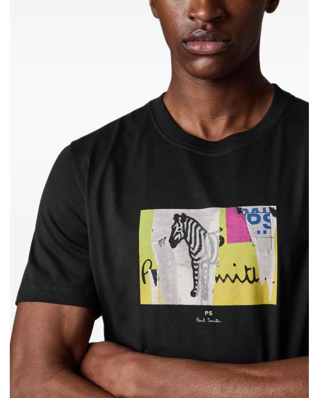 Paul Smith Black Organic-Cotton 'Patch Zebra' T-Shirt for men