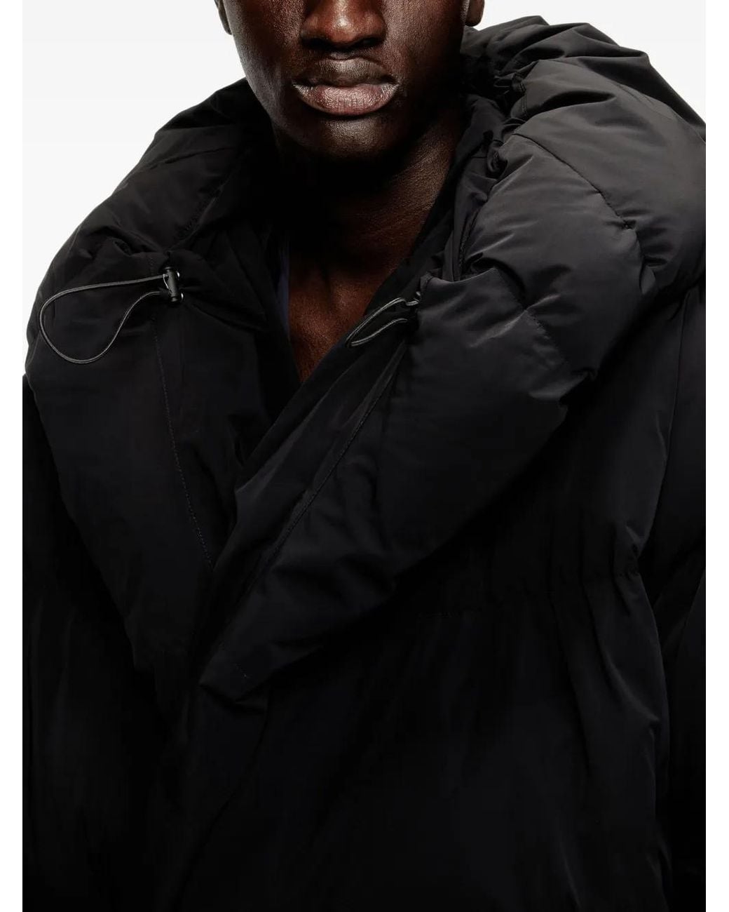 DIESEL Black Hooded Down Jacket for men