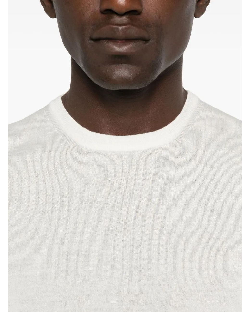 Fileria White Crew-Neck Wool Sweater for men