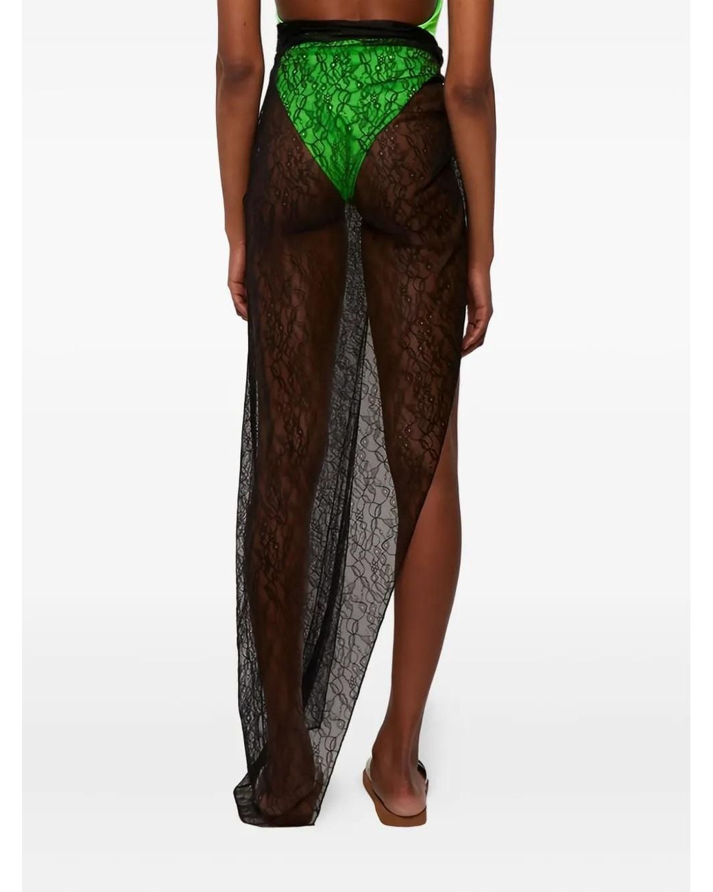 LAQUAN SMITH Gray Lace Wrap Cover-Up