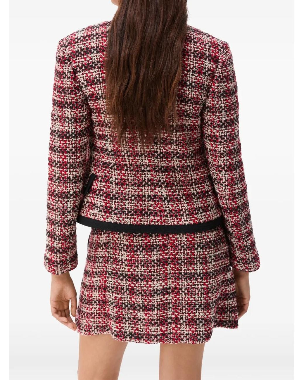 Versace Red Tweed Cardigan Jacket