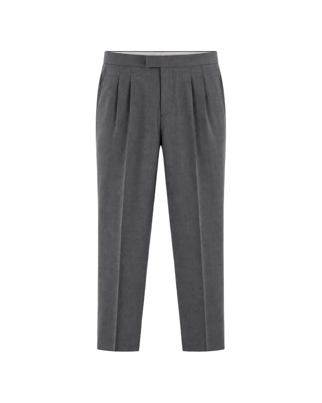 BE ABLE Gray Pleated Side-Adjuster Trousers for men