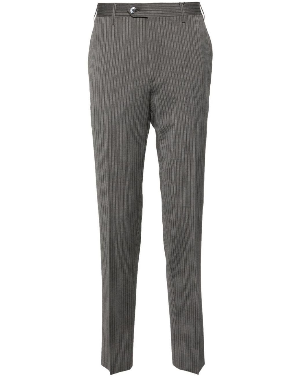 Corneliani Striped Tailored Trousers in Gray for Men | Lyst