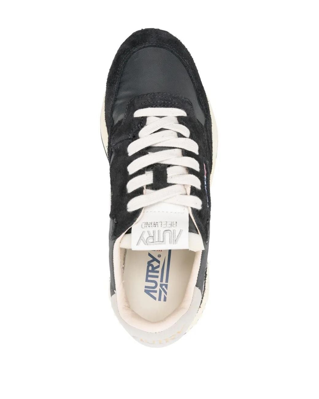 Autry Reelwind Low Sneakers In Black Nylon And Suede