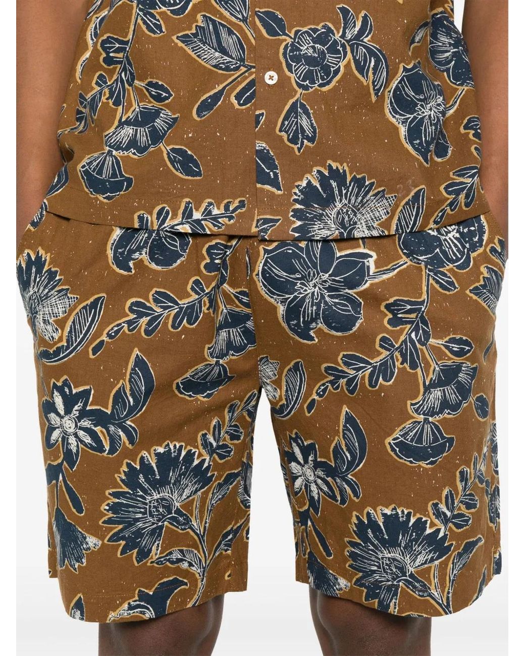 Universal Works Blue Floral-Print Shorts for men