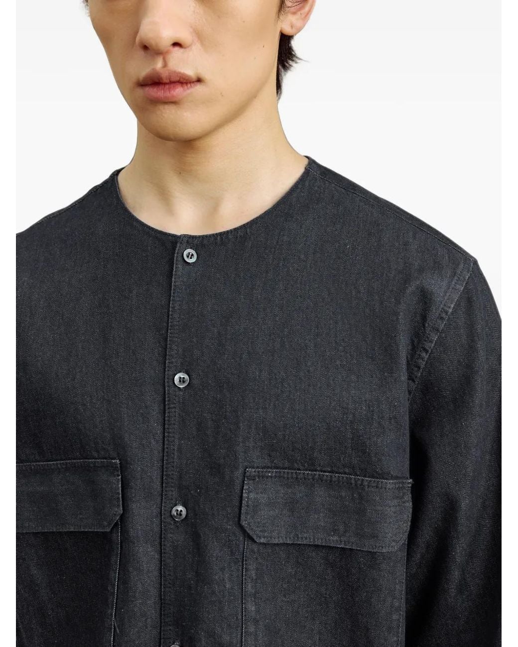 CROQUIS Blue Crew-Neck Flap-Pocket Shirt for men