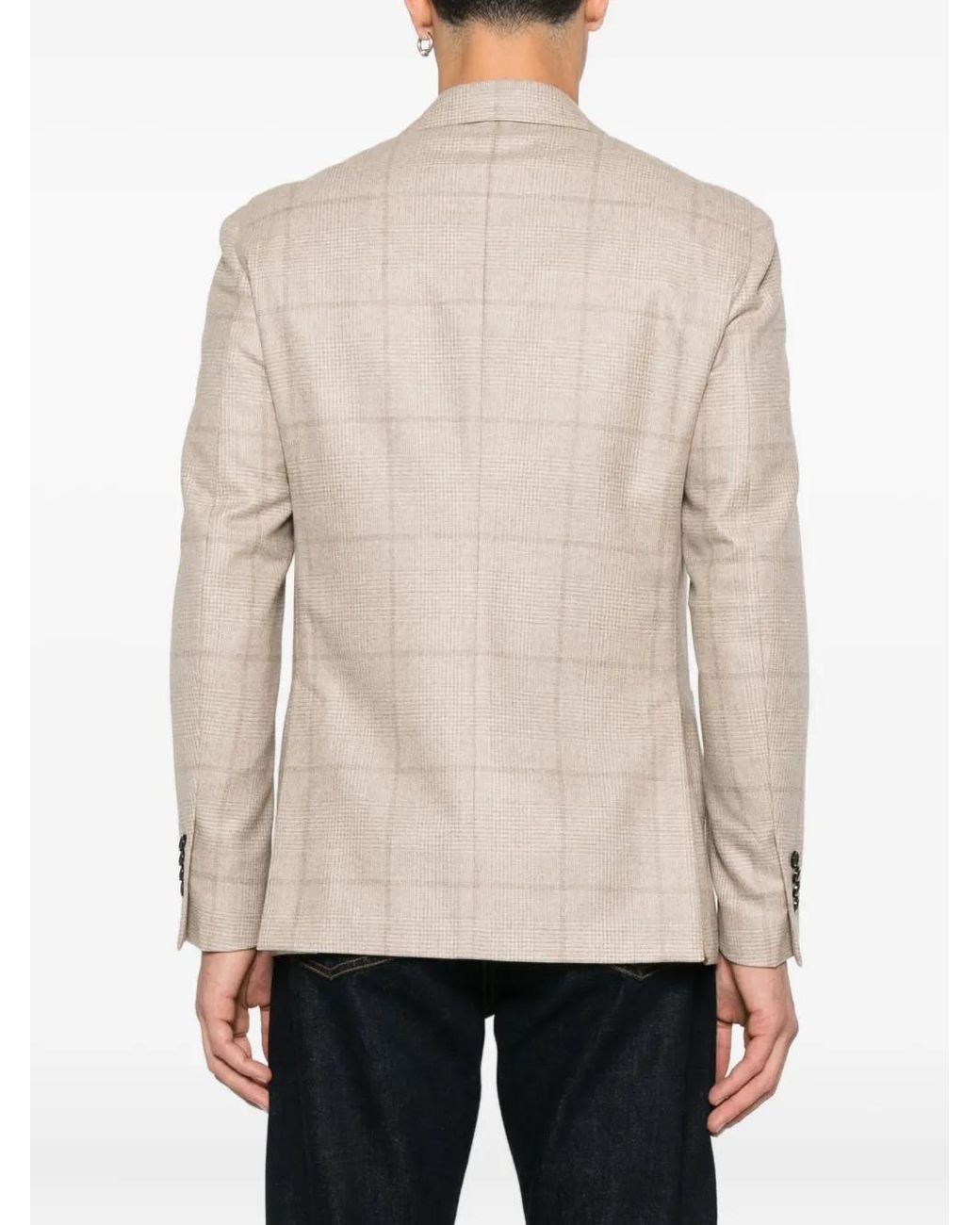 Lardini Natural Checked Two-Button Jacket for men