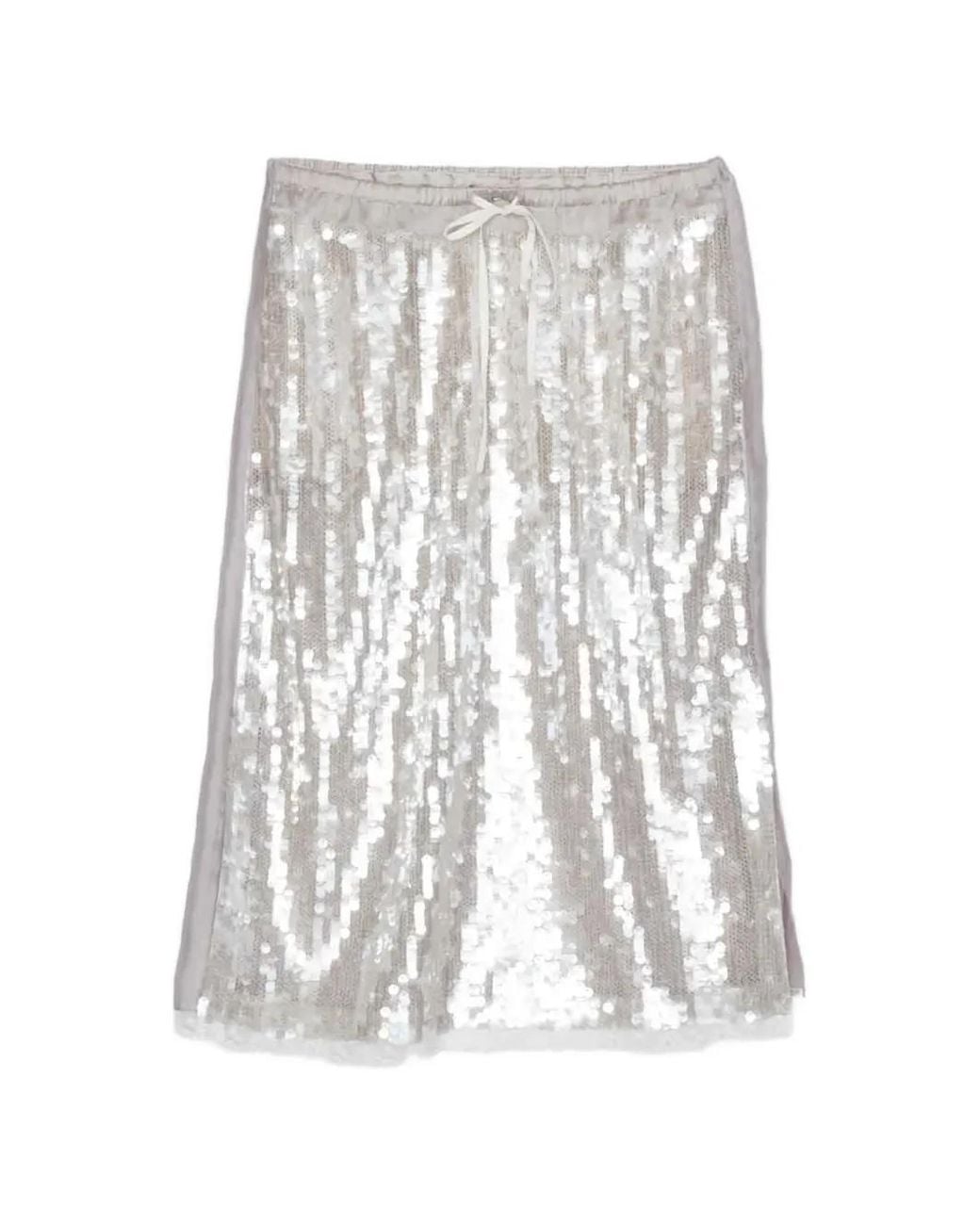 3.1 Phillip Lim White Sequined Midi Skirt
