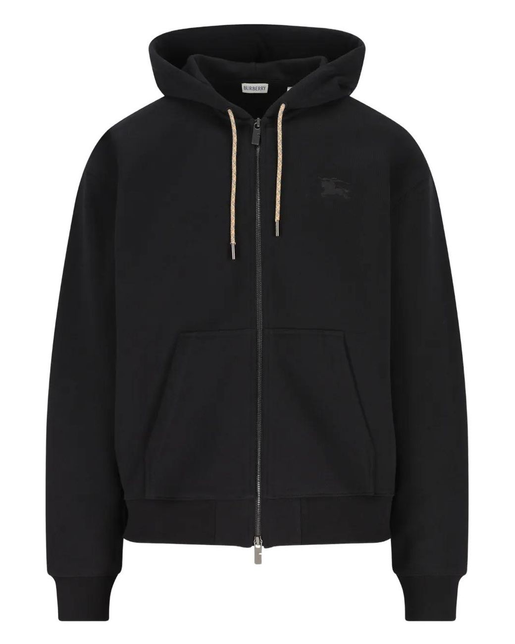 Burberry Black Rory Chk Pch Zip Hoodie for men