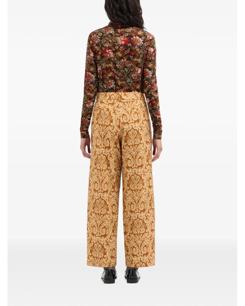 Pierre Louis Mascia Natural Beatex Damask-Pattern Wool Trousers