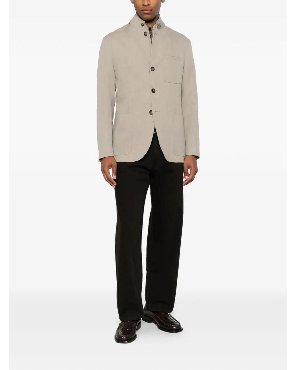 Canali Natural Veste Boutonnée À Col Montant for men