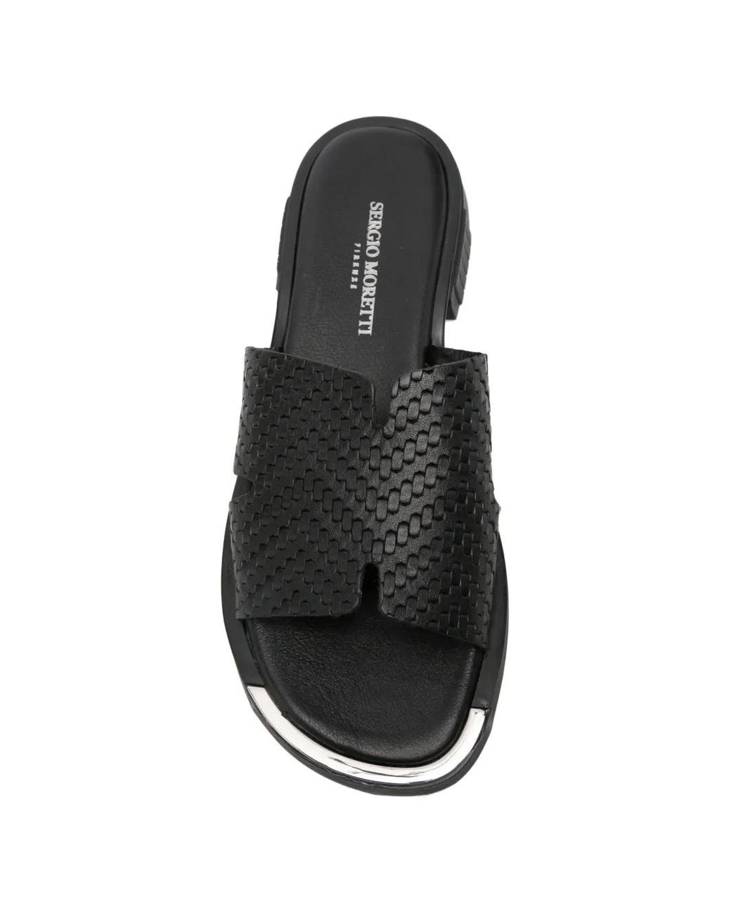 SERGIO MORETTI FIRENZE Black Woven Leather Sandals