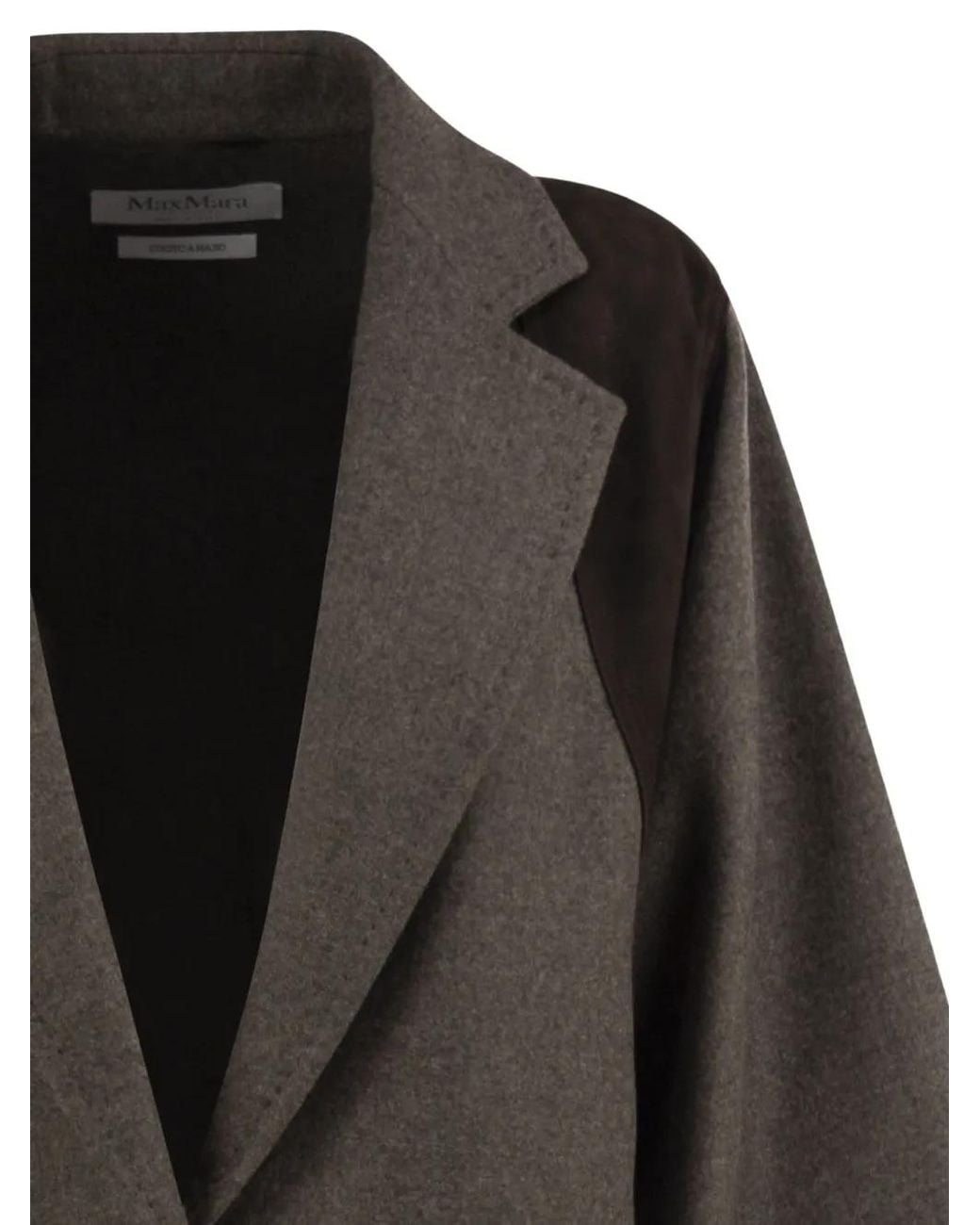 Max Mara Black Fenice Leather-Panelled Virgin Wool Blazer