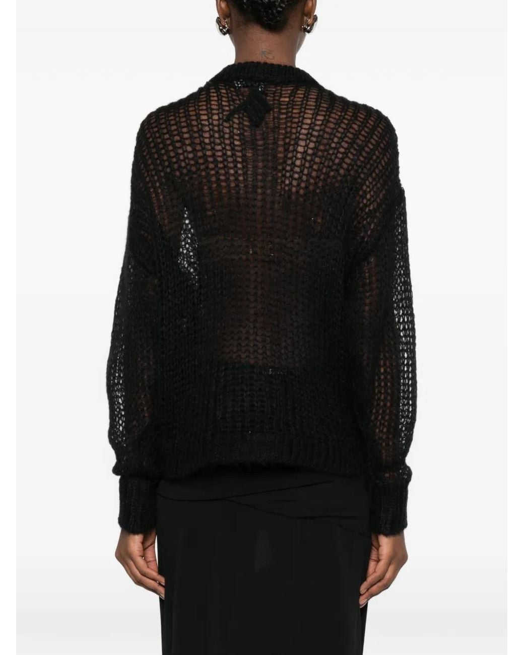 The Attico Black Feather-Appliqué Sweater