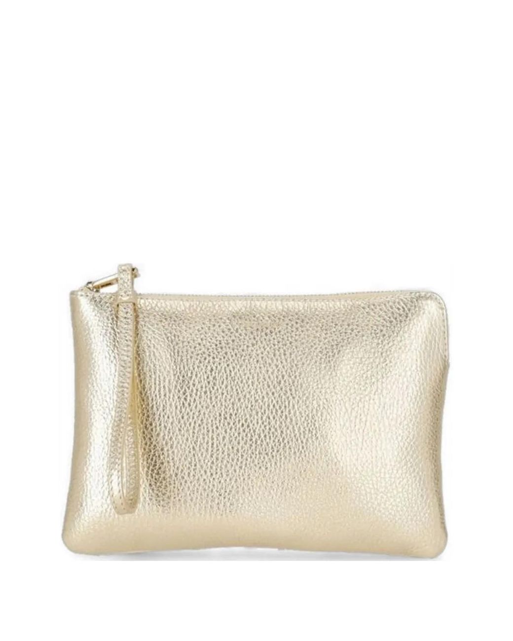 Coccinelle Natural Metallic-Effect Pebbled-Leather Clutch Bag