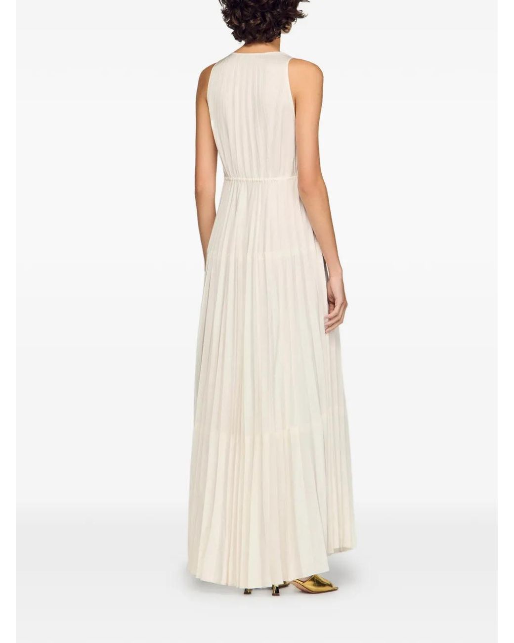 Sandro White V-Neck Maxi Dress