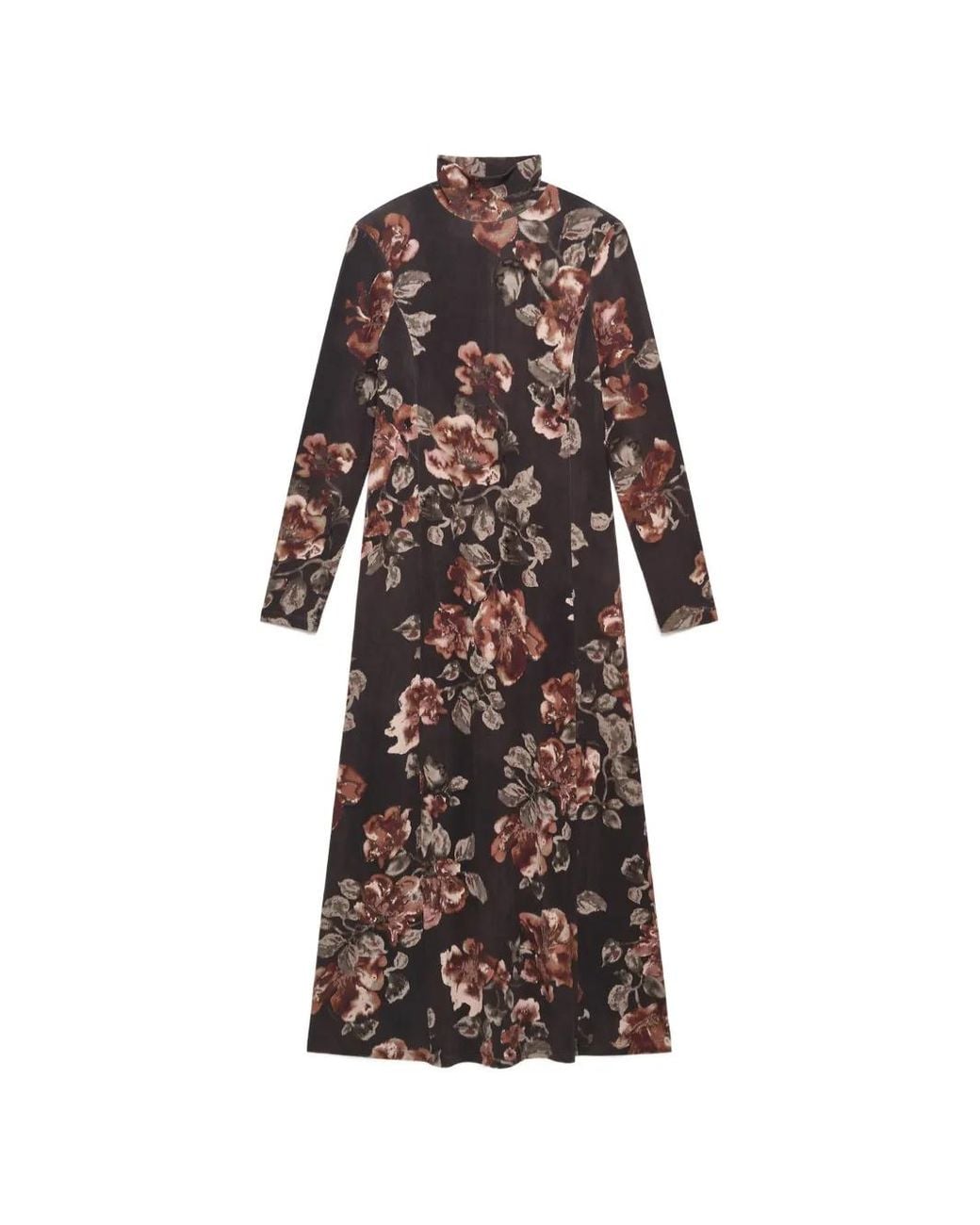 Maliparmi White Frosted Blossom Turtleneck Shift Midi Dress