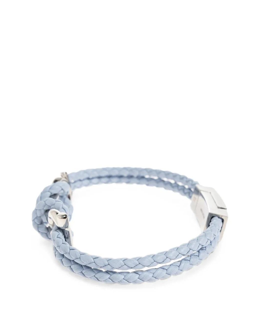Ferragamo White Gancini Braided Leather Bracelet for men