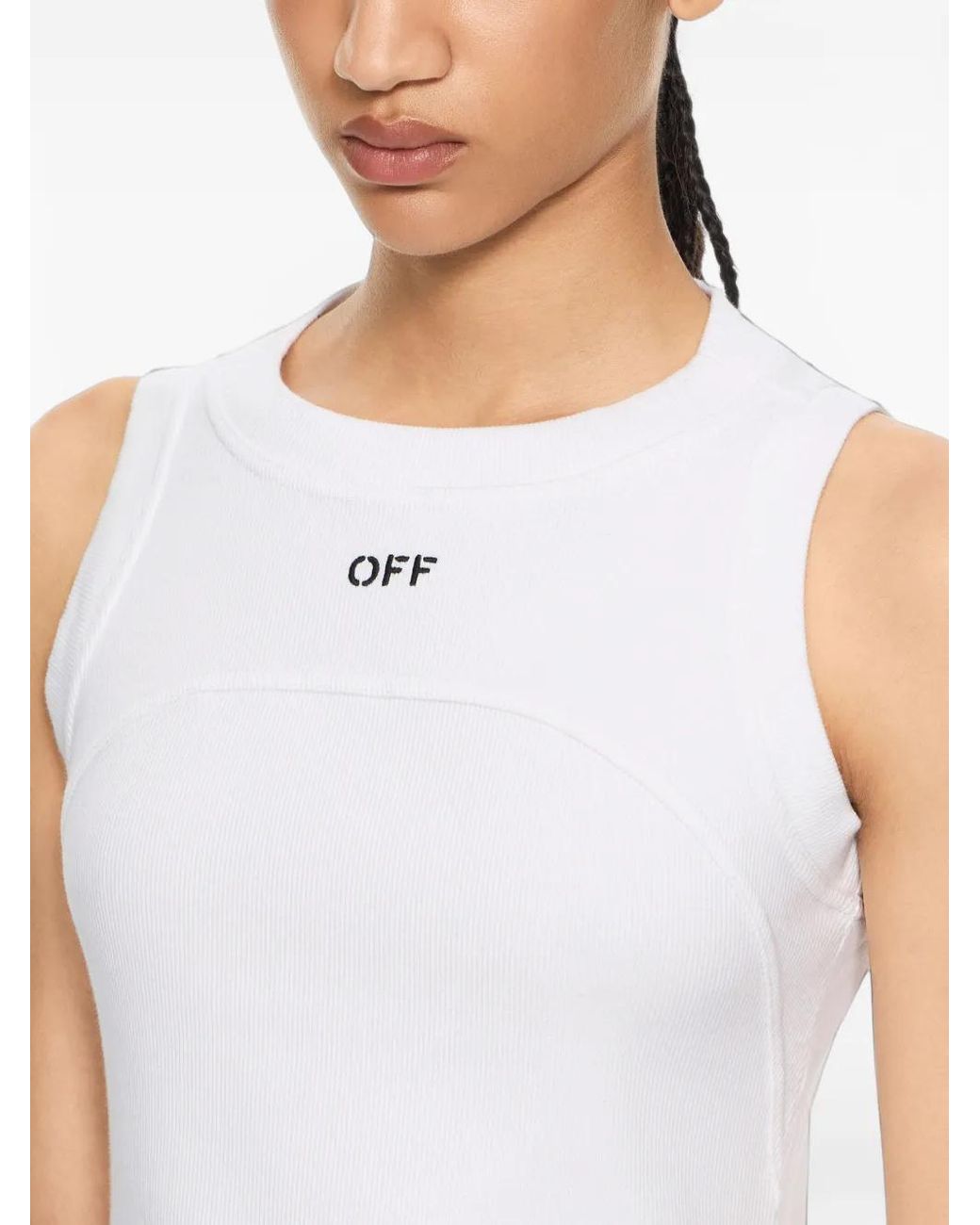 Off-White c/o Virgil Abloh White Stamp Rib Round Tank Top