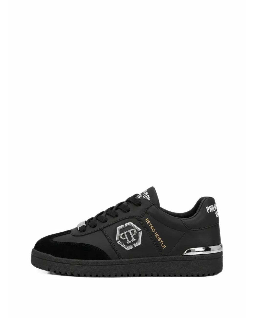 Philipp Plein Black Low-Top Sneakers Retro Hustle Bicolor for men