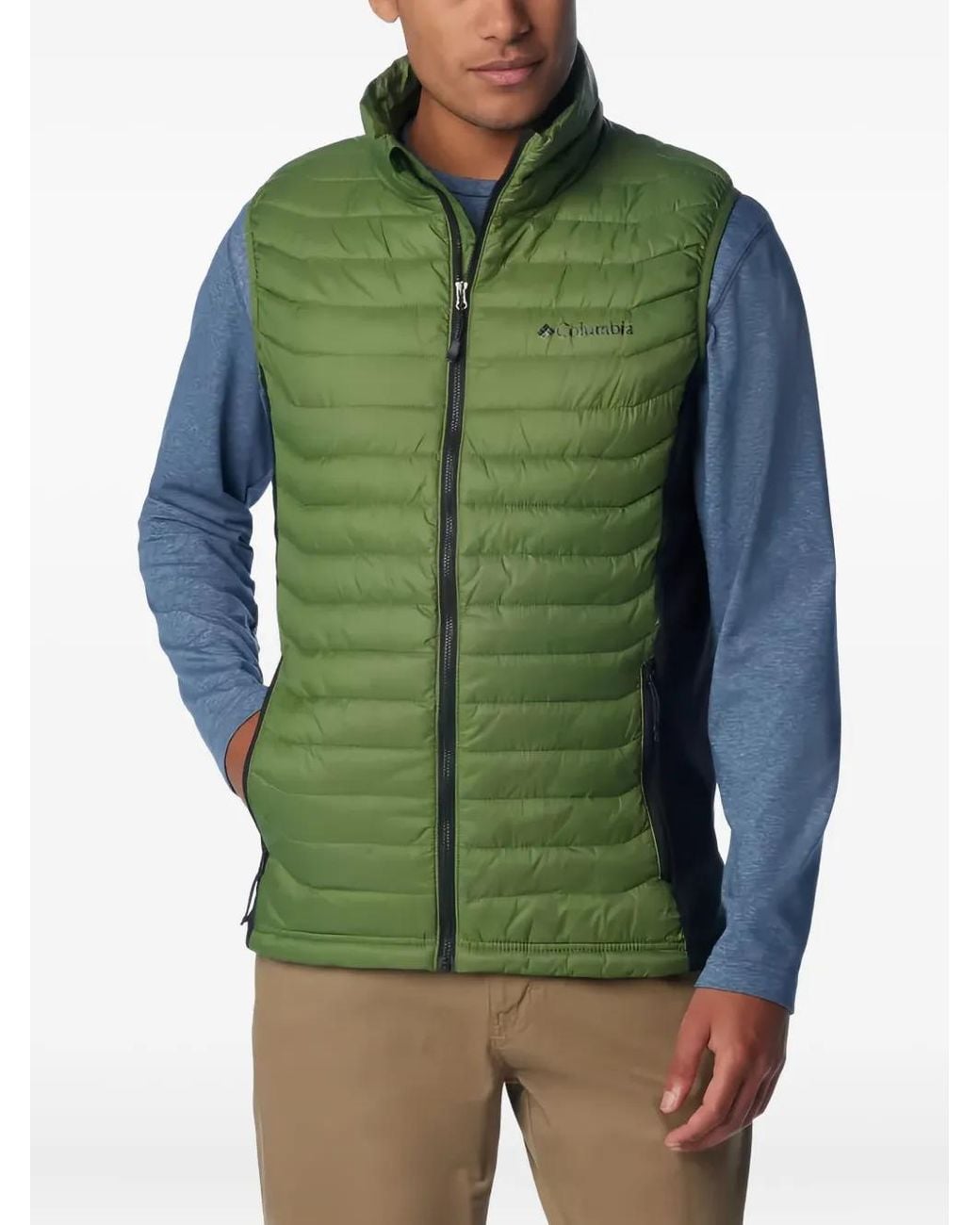 Columbia Green Zip-Front Quilted Gilet for men