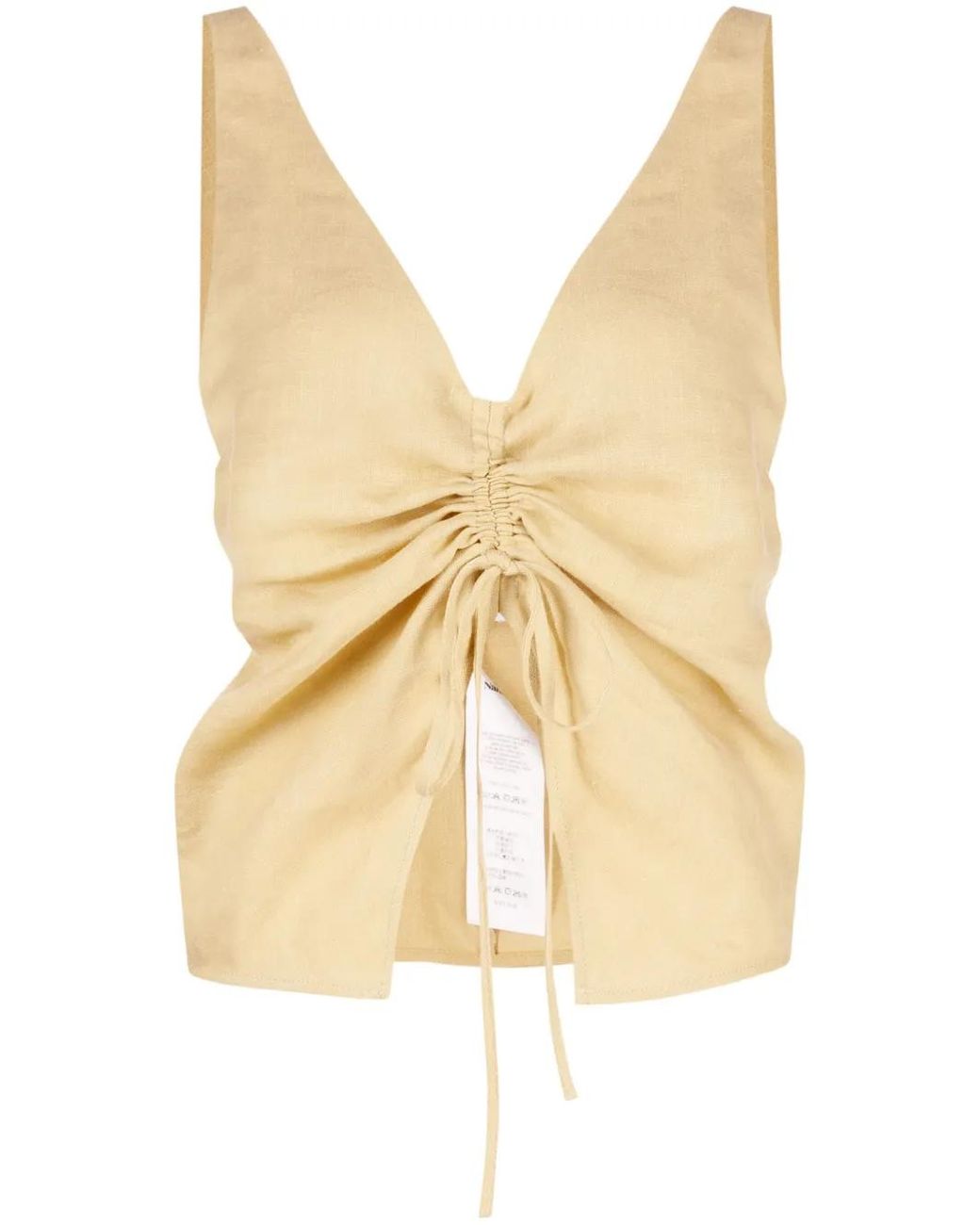 Nanushka Natural Linen Drawstring Top