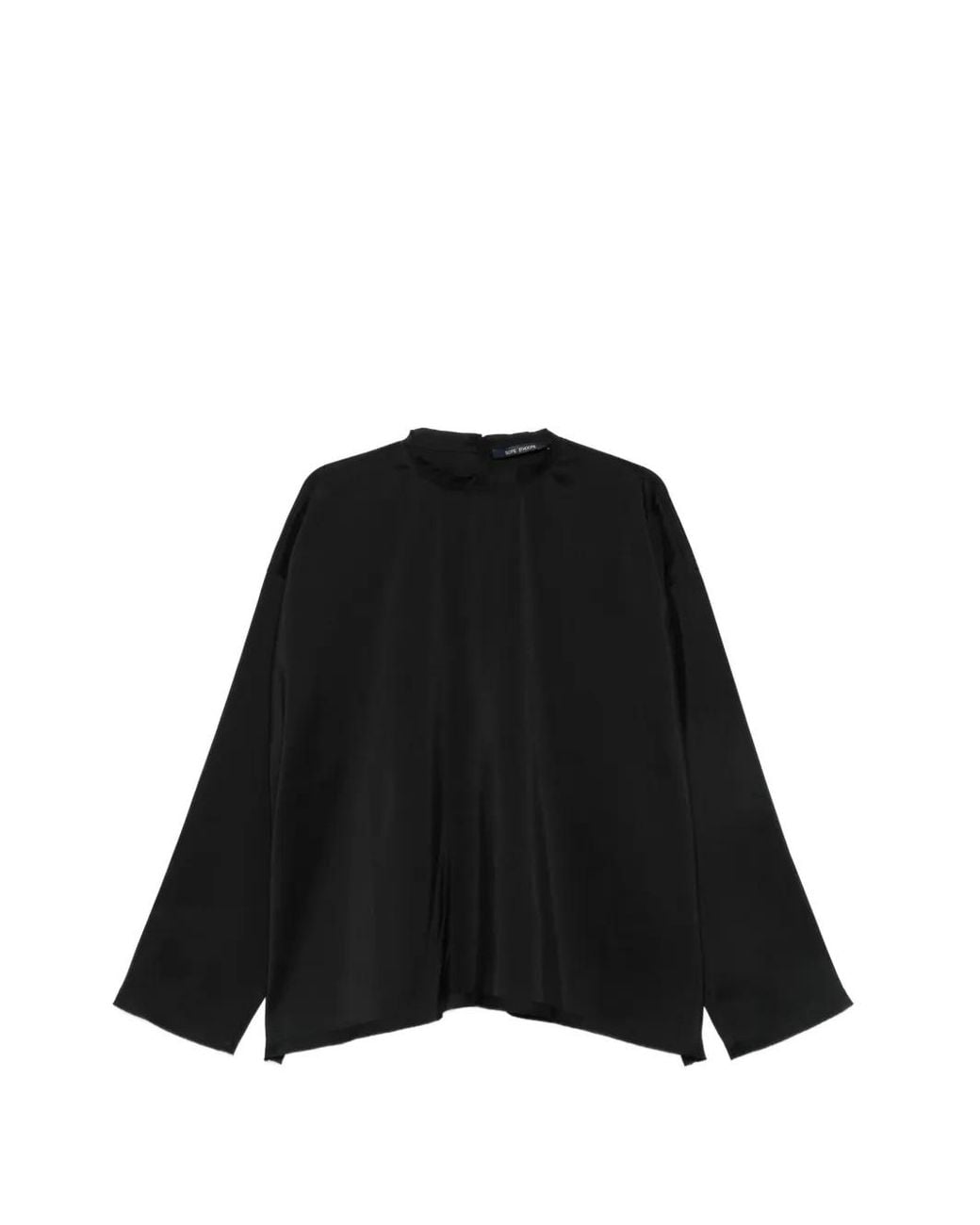 Sofie D'Hoore Black Satin-Finish Long-Sleeve Blouse