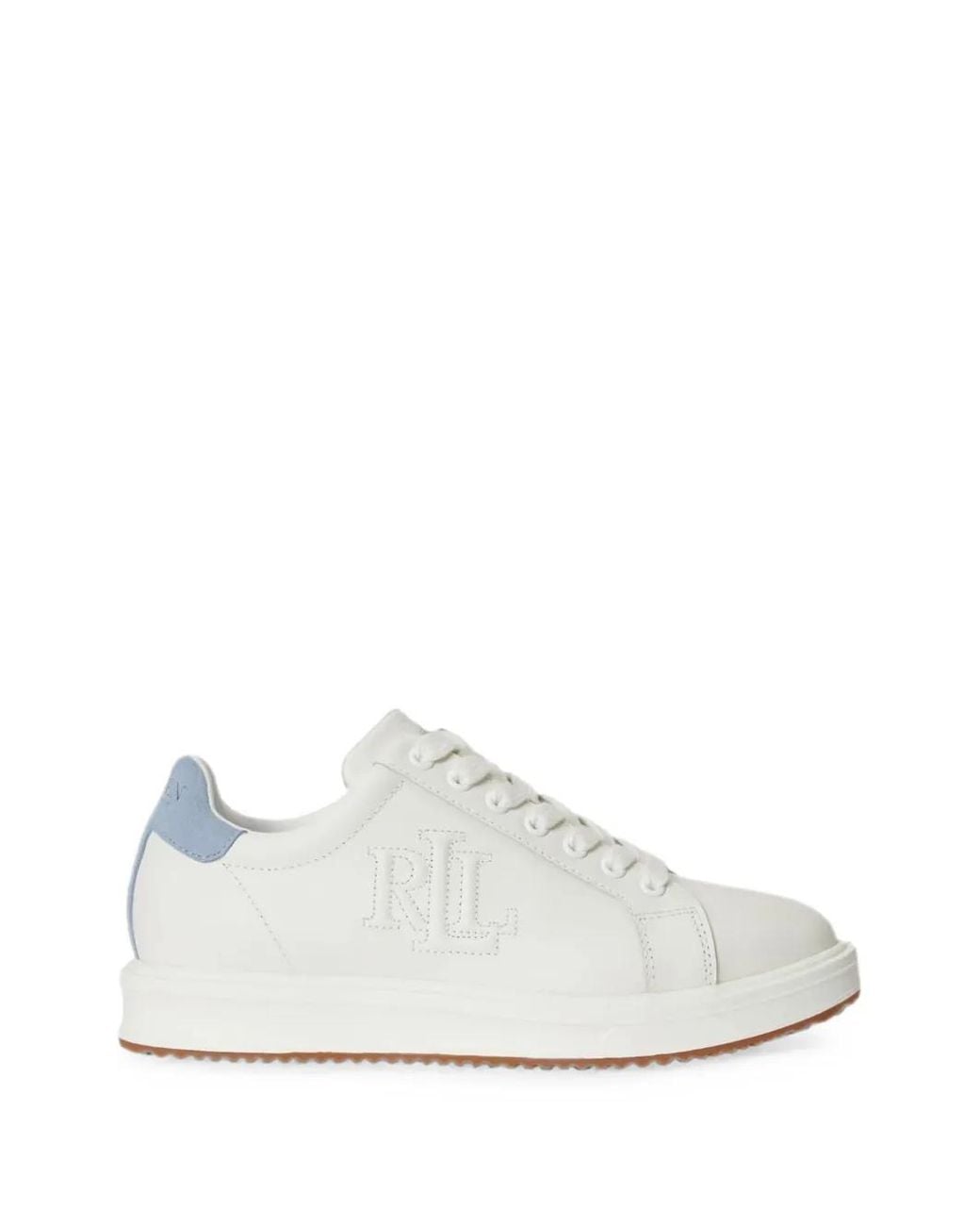 Ralph Lauren White Ainsley Fulogo-Embroidered Sneakers