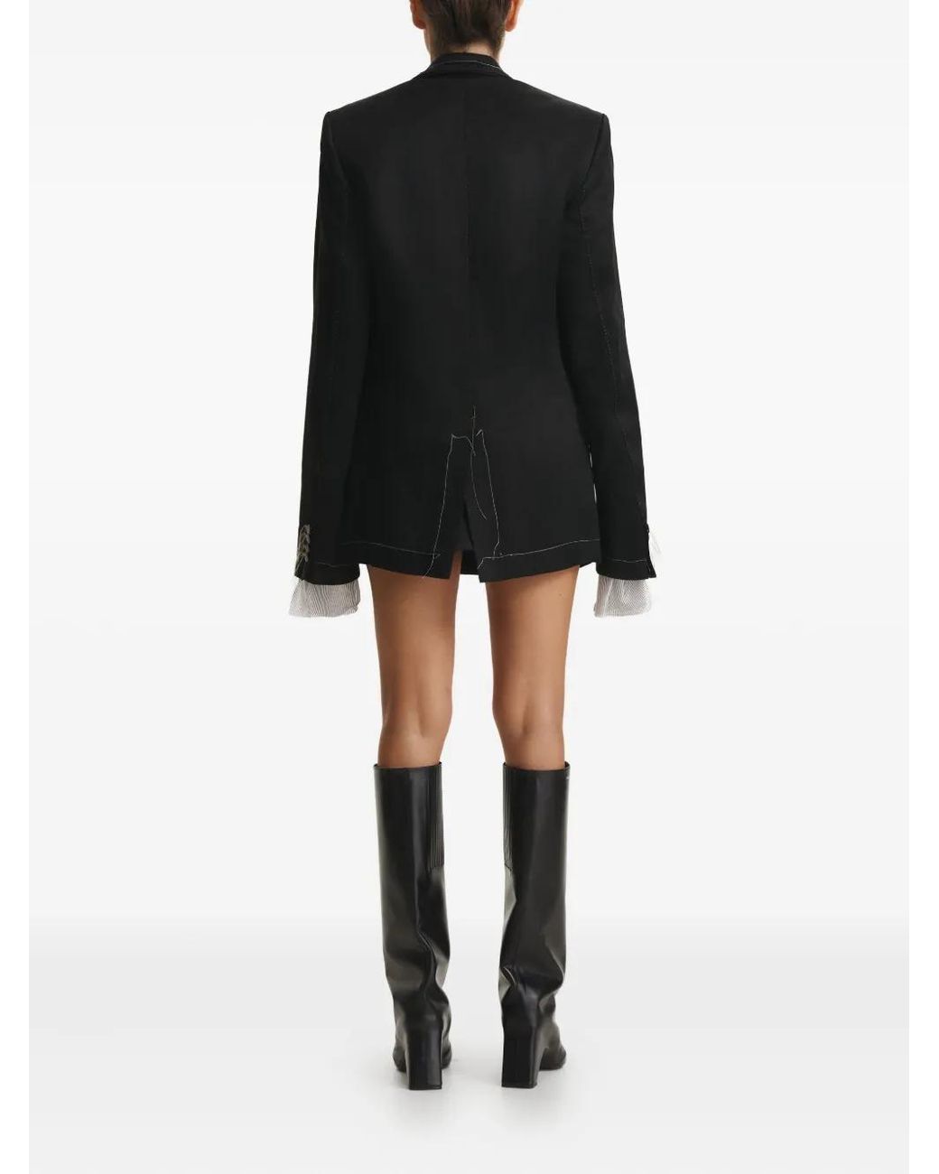 CuAnna Black Avva Contrast-Stitching Blazer