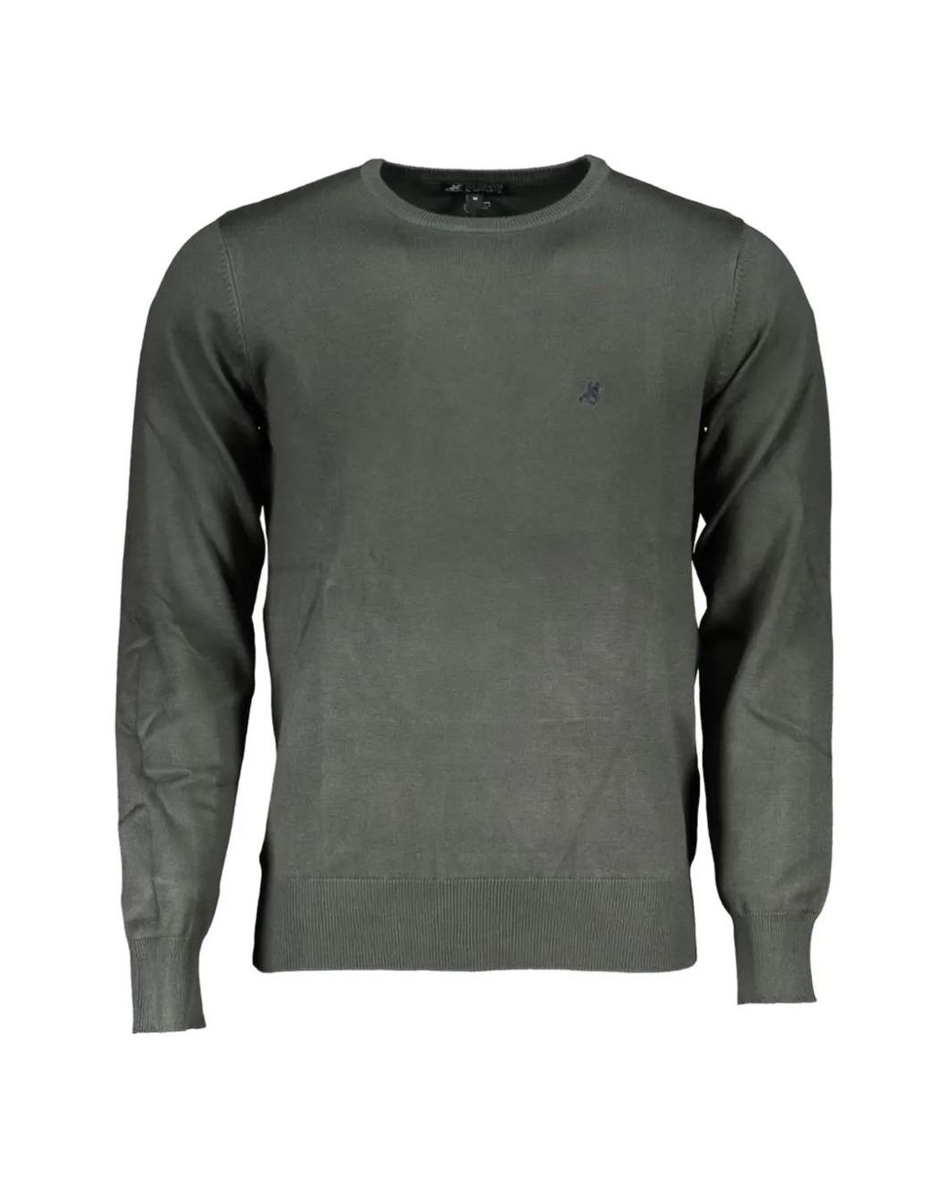 U.S. Grand Gray Embroidered-Logo Crew-Neck Sweater for men