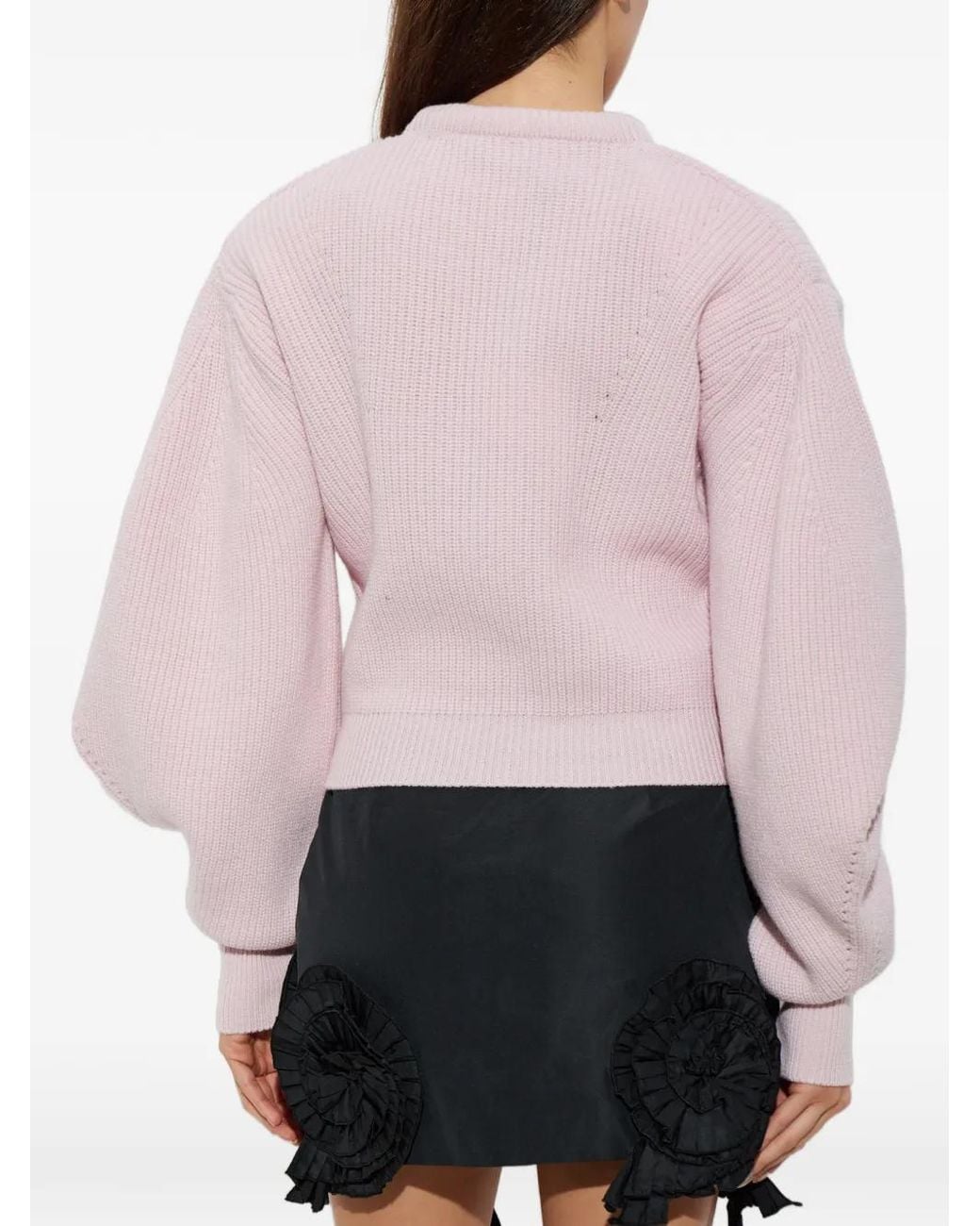 Blumarine Pink Padded-Shoulder Wool Sweater