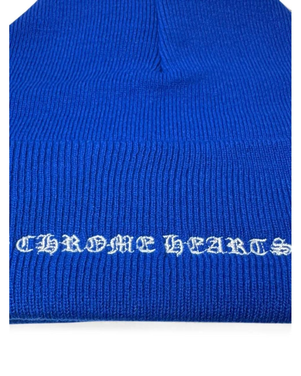 Chrome Hearts Blue Logo-Embroidered Beanie Hat for men