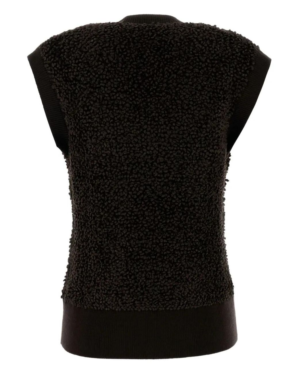 Ferragamo Black V-Neck Bouclé Top