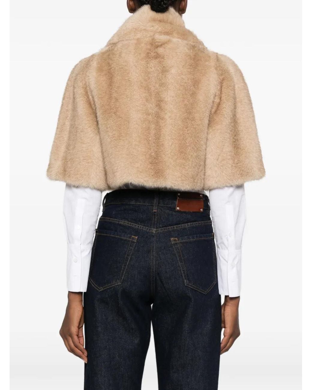 Maje Natural Short Faux Fur Jacket