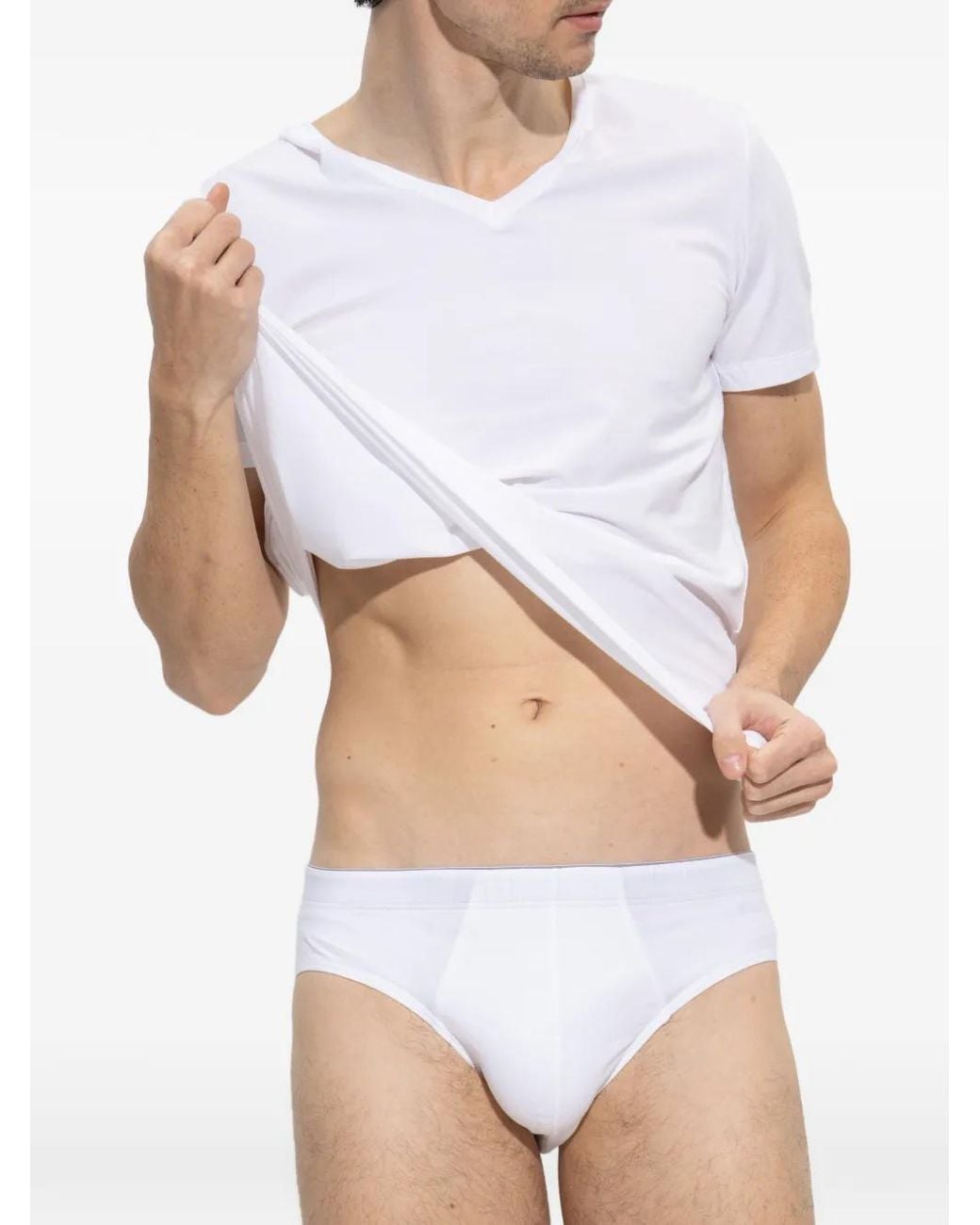 Hanro White Elasticated-Waistband Briefs for men
