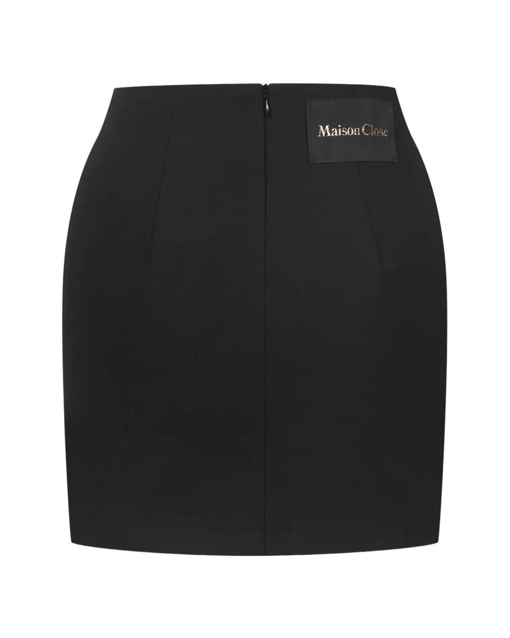 Maison Close Black Logo-Patch Lace-Detailing Skirt