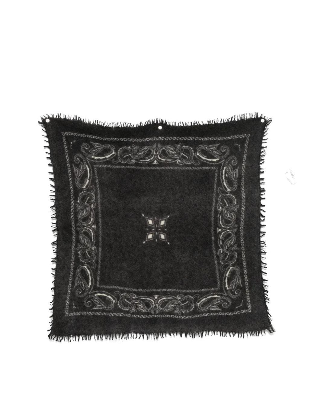 Liska Black Feli Paisley-Print Fringed Scarf