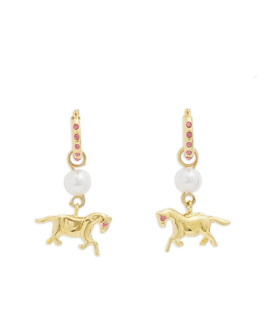 Marni Metallic Horse-Pendant Hoop-Earrings