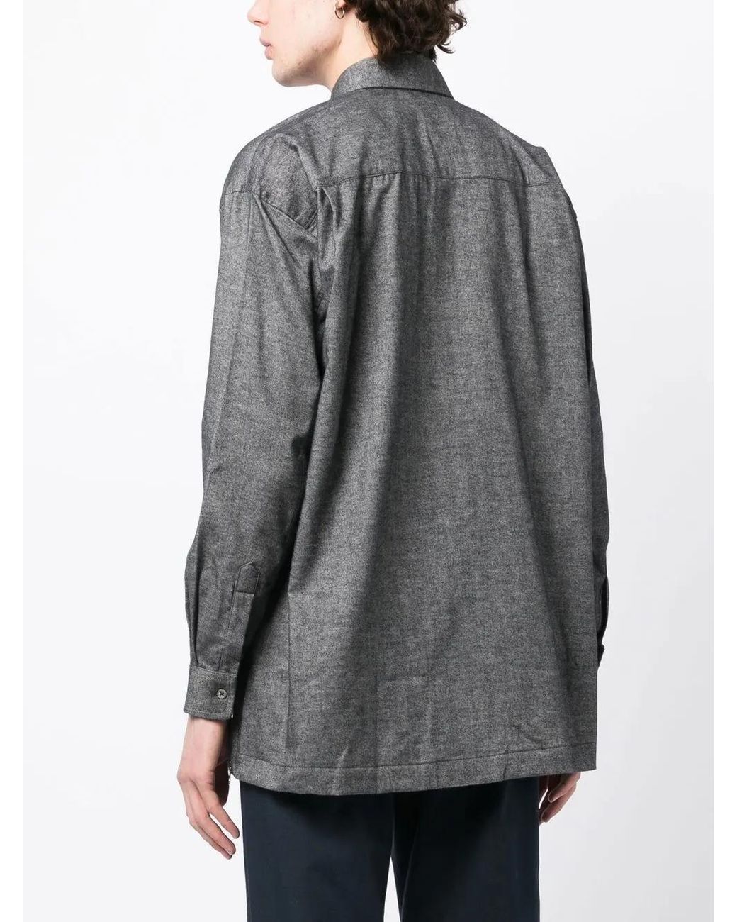 The Power for the People Gray Button Placket Long-Sleeve Shirt for men