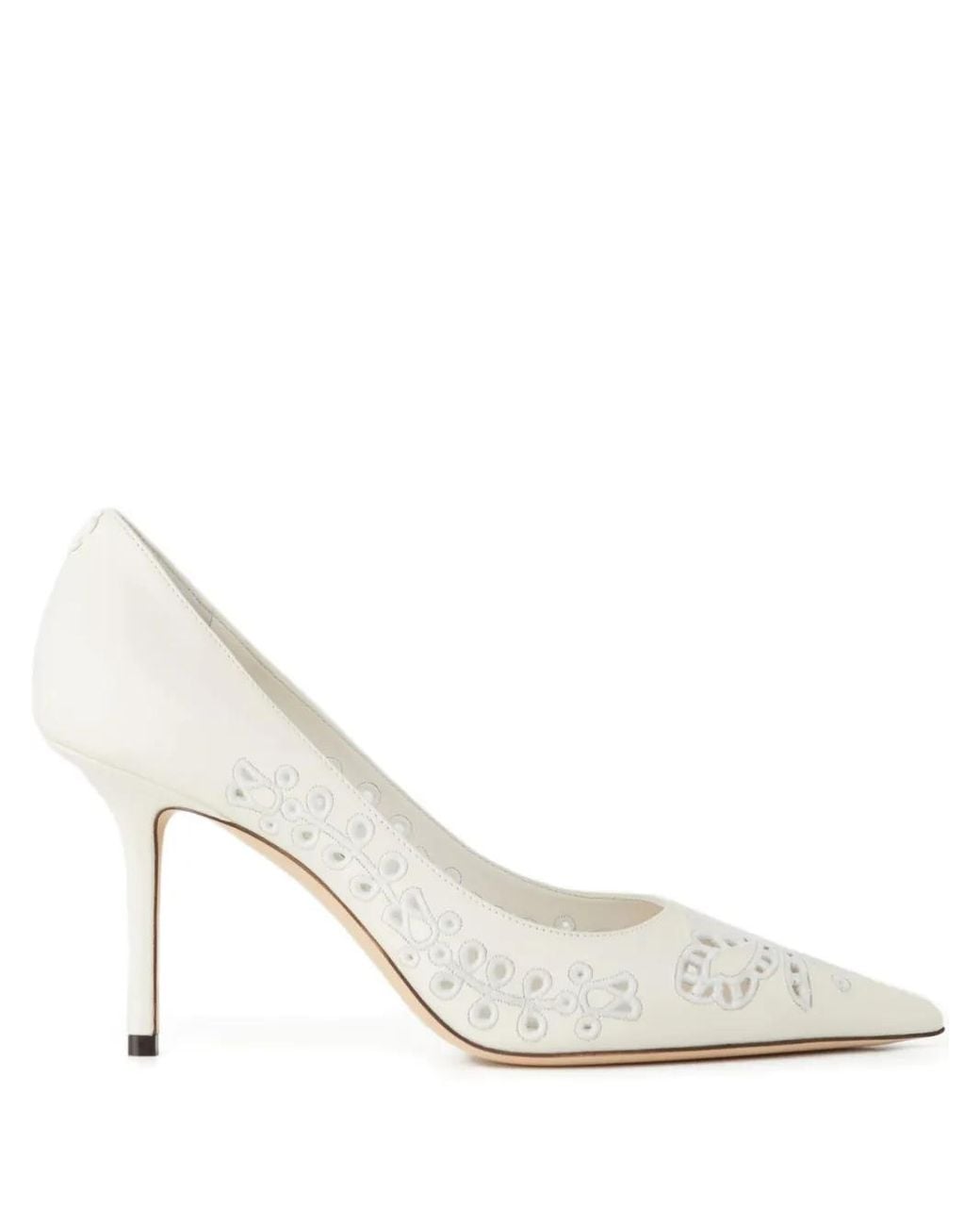 Jimmy Choo White 85Mm Love Embroidery Heeled Pumps