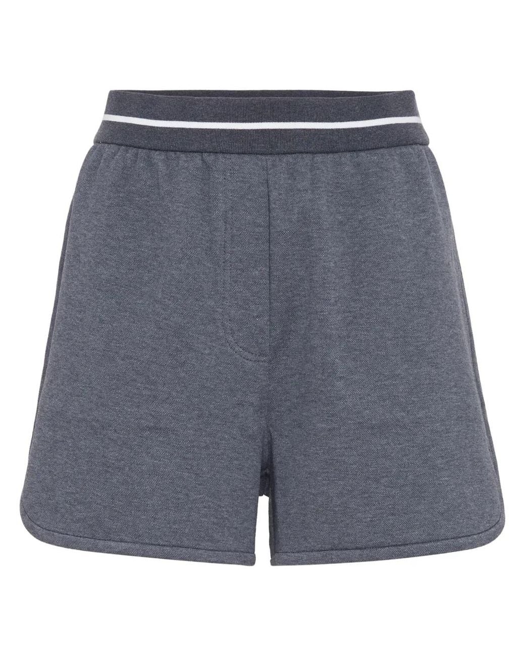 Brunello Cucinelli Gray Stripe-Detail Shorts