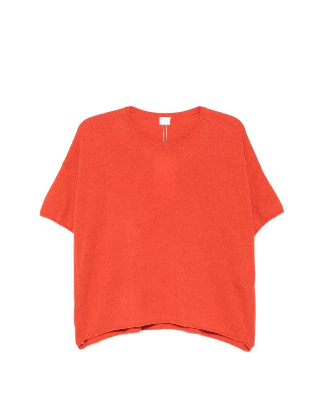 C.T.Plage Red Short-Sleeve Cashmere Sweater