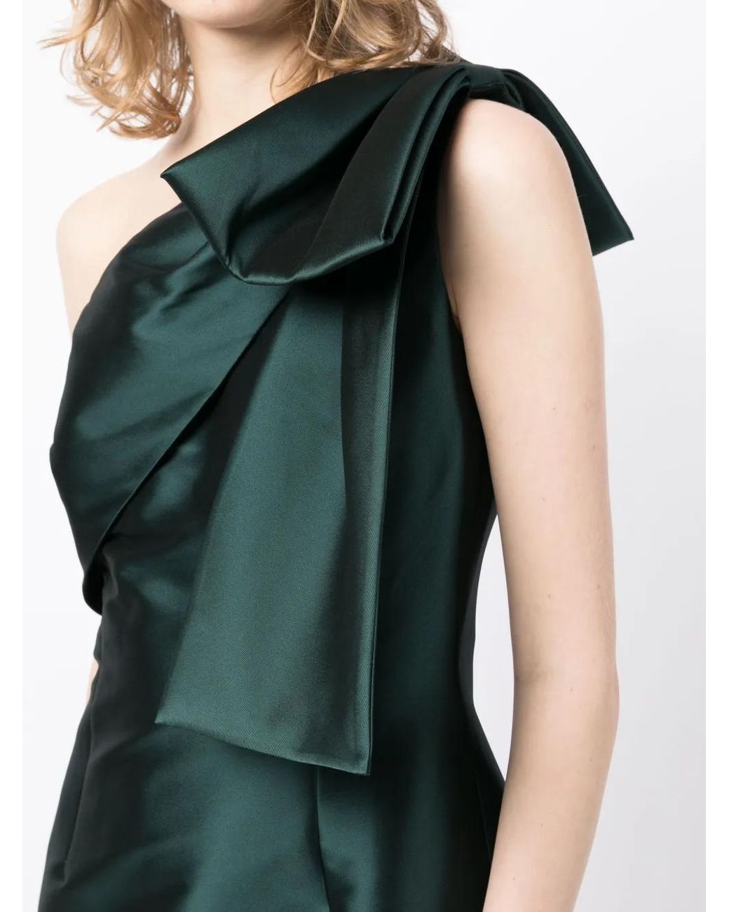 Sachin & Babi Green Bonnie Satin-Finish Gown