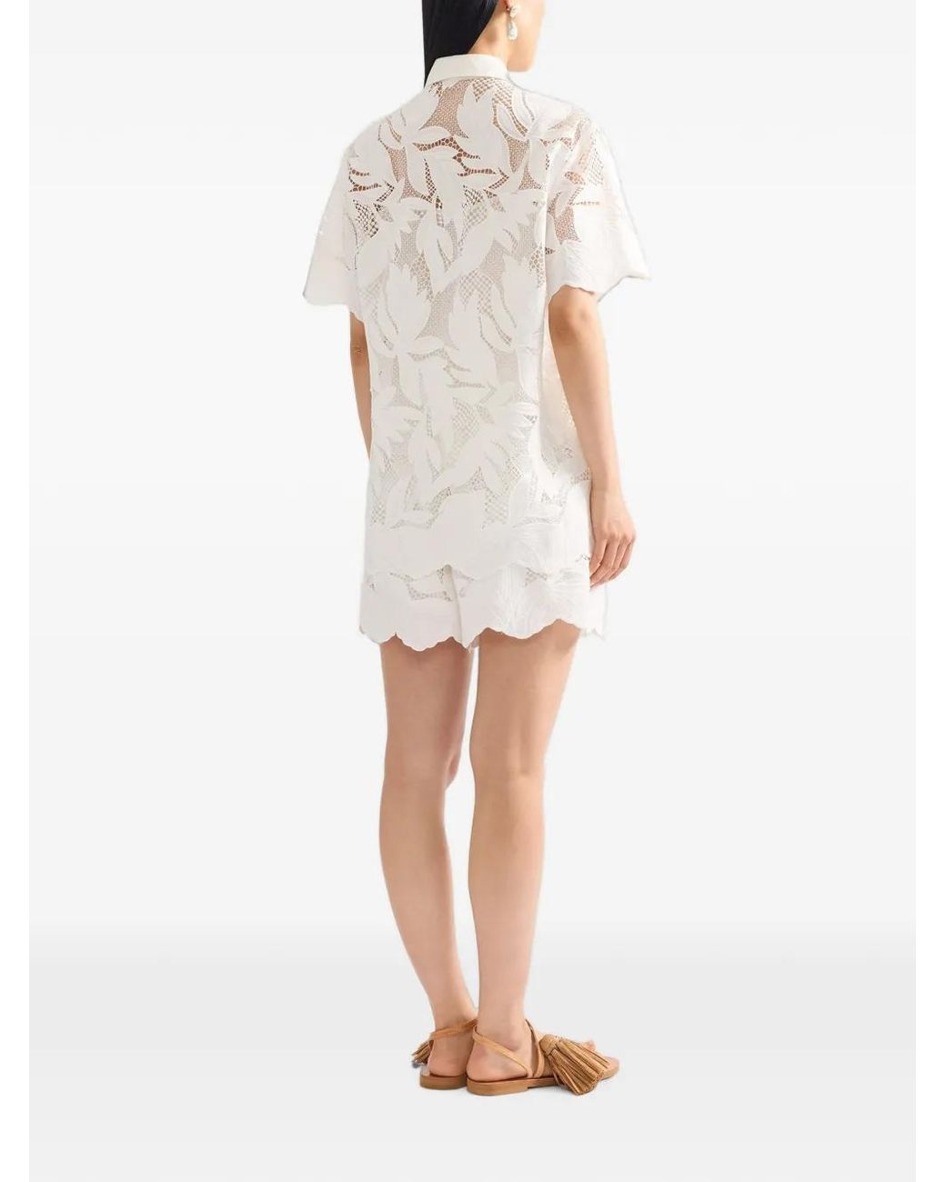 Erdem White Leaf-Embroidered Shirt