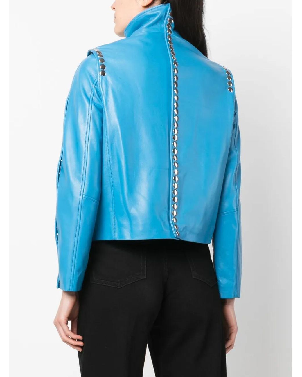 Dan Cassab Blue Elvis Stud-Detailing Leather Jacket