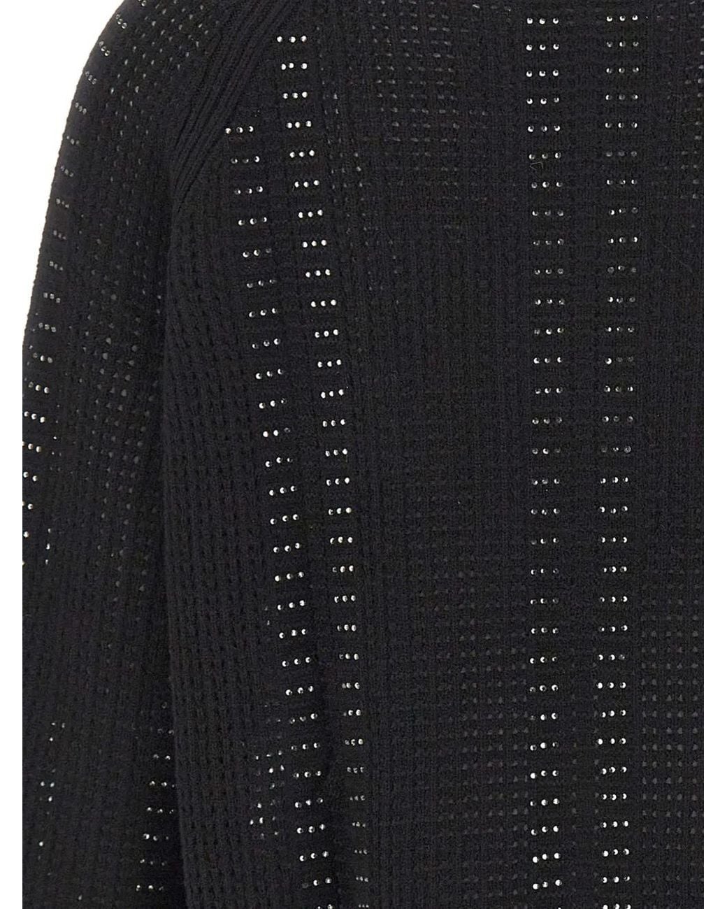 Elena Miro Black Rhinestone-Embellished Sweater