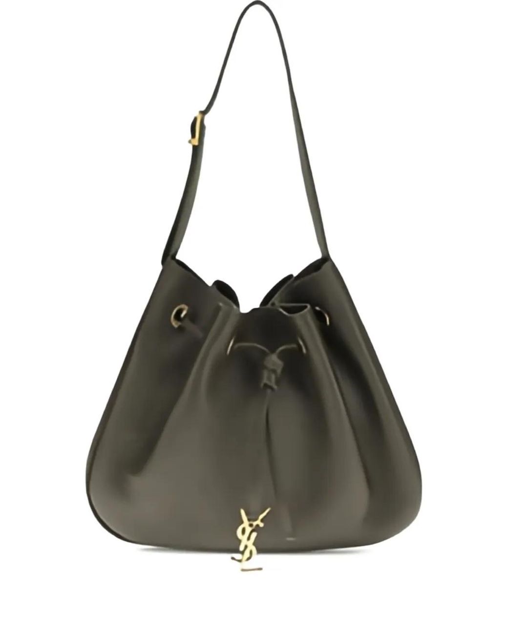 Saint Laurent Black Drawstring Leather Shoulder Bag