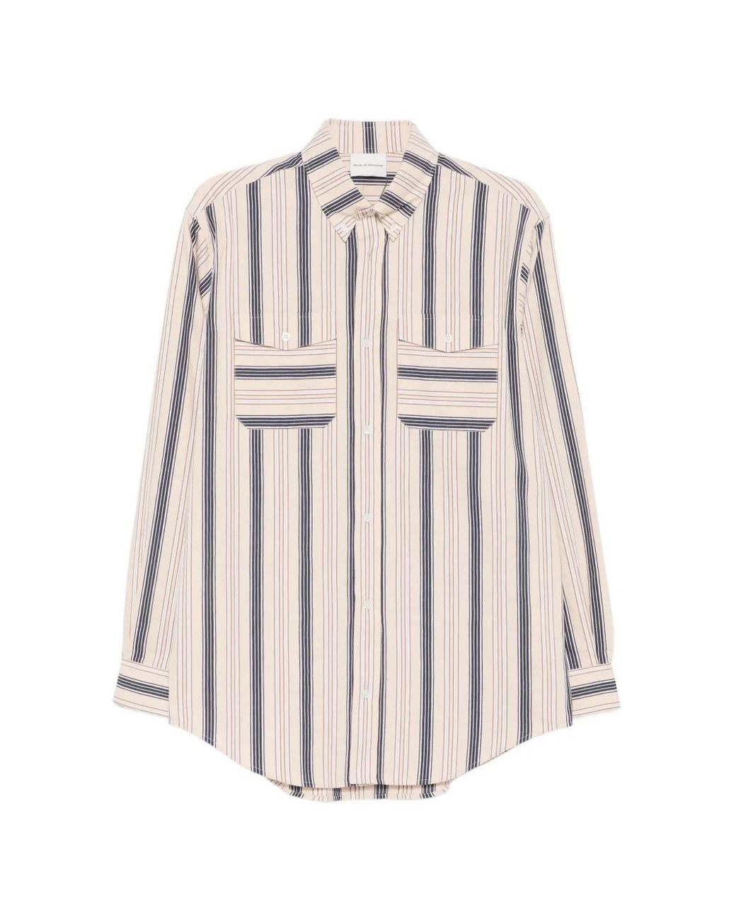 Drole de Monsieur White Striped Button-Down Shirt for men