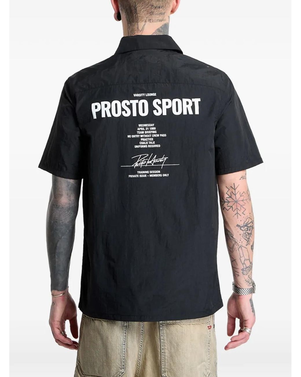 Prosto. Black Sport Logo-Print Short-Sleeve Shirt for men