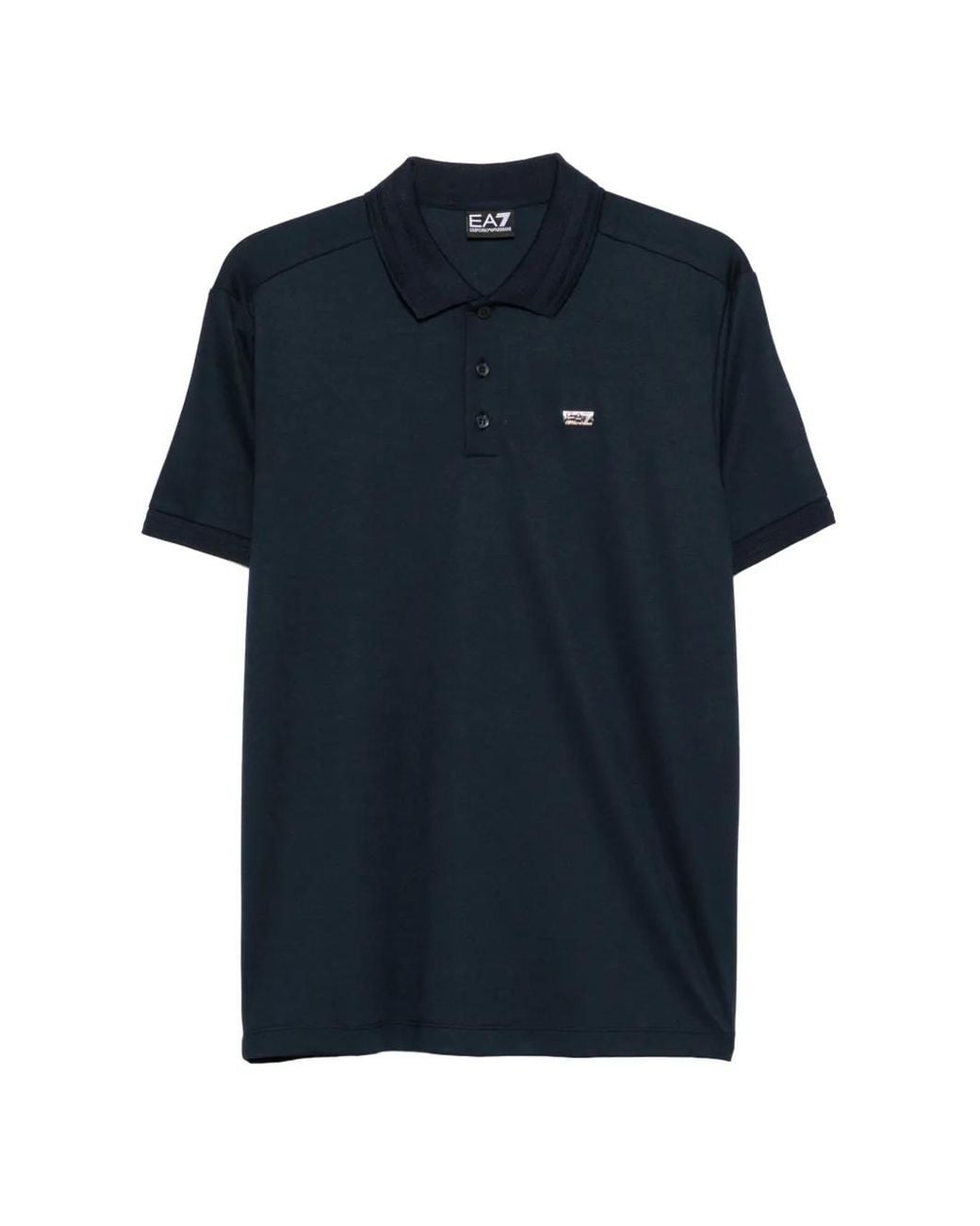 EA7 Blue Logo-Plaque Polo Shirt for men